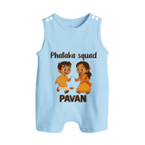 Phataka Squad Diwali Button Romper - BABY BLUE - New Born (Chest 18")