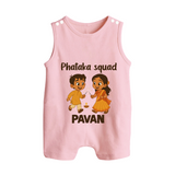 Phataka Squad Diwali Button Romper - BABY PINK - New Born (Chest 18")