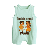 Phataka Squad Diwali Button Romper - MINT GREEN - New Born (Chest 18")