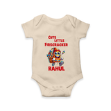 Cute Little Firecracker Diwali Romper - IVORY - New Born (Chest 14")