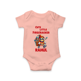 Cute Little Firecracker Diwali Romper - PEACH - New Born (Chest 14")