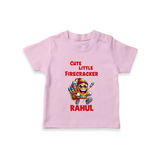 Cute Little Firecracker Diwali T shirt - BABY PINK - 0-5 Months Old (Chest 17")