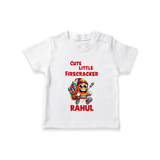 Cute Little Firecracker Diwali T shirt - WHITE - 0-5 Months Old (Chest 17")