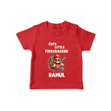 Cute Little Firecracker Diwali T shirt - RED - 0-5 Months Old (Chest 17")