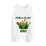 Pattasu Party Diwali Button Romper - WHITE - New Born (Chest 18")