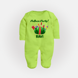 Pattasu Party Diwali Full Body Suit - LIME GREEN - New Born (Chest 7.5")