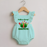 Pattasu Party Diwali Romper Frock - MINT GREEN - 0 - 3 Months Old (Chest 19")