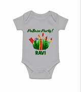 Pattasu Party Diwali Romper - GREY - New Born (Chest 14")