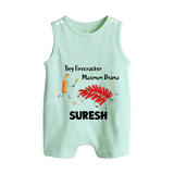 Tiny Firecracker Diwali Button Romper - MINT GREEN - New Born (Chest 18")