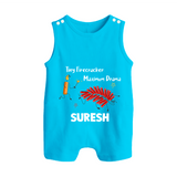 Tiny Firecracker Diwali Button Romper - SKY BLUE - New Born (Chest 18")