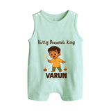 Kutty Deepavali King Button Romper - MINT GREEN - New Born (Chest 18")