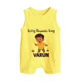 Kutty Deepavali King Button Romper - PASTEL YELLOW - New Born (Chest 18")