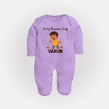 Kutty Deepavali King Full Body Suit - LILAC - New Born (Chest 7.5")