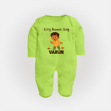 Kutty Deepavali King Full Body Suit - LIME GREEN - New Born (Chest 7.5")