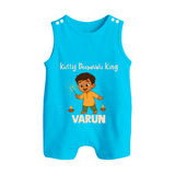 Kutty Deepavali King Button Romper - SKY BLUE - New Born (Chest 18")