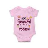 Shubh Deepavali Celebration Romper - BABY PINK - New Born (Chest 14")