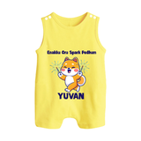 Enakku Oru Spark Podhum Diwali Button Romper - PASTEL YELLOW - New Born (Chest 18")