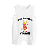 Diwali Kondaatam Celebration Button Romper - WHITE - New Born (Chest 18")
