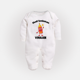 Diwali Kondaatam Celebration Full Body Suit - WHITE - New Born (Chest 7.5")