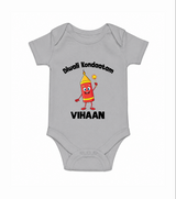 Diwali Kondaatam Celebration Romper - GREY - New Born (Chest 14")