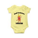 Diwali Kondaatam Celebration Romper - PASTEL YELLOW - New Born (Chest 14")