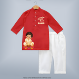 En Iniya Deepavali Kurta - RED - 3 - 6 Months Old (Chest 24", Kurta Length 14'', Waist 19", Pant Length 14")