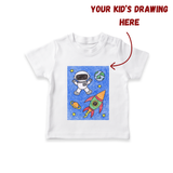 Kids Artwork T-shirt | Custom Kids T-shirt with Personalized Drawing Print - WHITE - 0-5 Months Old (Chest 17")
