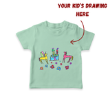 Kids Art on a T-shirt | Personalized T-shirt with Your Little One's Drawing - MINT GREEN - 0-5 Months Old (Chest 17")