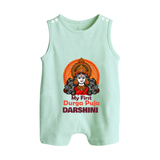 My First Durga Puja Divine Goddess Button Romper - MINT GREEN - New Born (Chest 18")