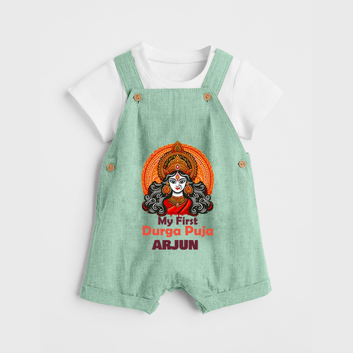 My First Durga Puja Dungaree Set | Personalized Baby Dungaree Set for Navratri
