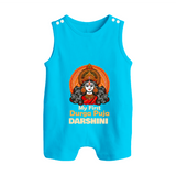 My First Durga Puja Divine Goddess Button Romper - SKY BLUE - New Born (Chest 18")