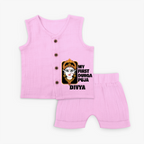 My First Durga Puja Traditional Face Art Jabla Set - BABY PINK - 0 - 3 Months Old (Chest 9.8")