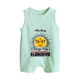 My First Durga Puja Elegant Goddess Illustration Button Romper - MINT GREEN - New Born (Chest 18")