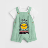 My First Durga Puja Elegant Goddess Illustration Dungaree - MINT GREEN - 0 - 5 Months Old (Chest 18")