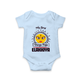 My First Durga Puja Elegant Goddess Illustration Romper - BABY BLUE - New Born (Chest 14")