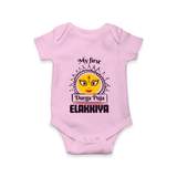 My First Durga Puja Elegant Goddess Illustration Romper - BABY PINK - New Born (Chest 14")