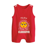 My First Durga Puja Elegant Goddess Illustration Button Romper - RED - New Born (Chest 18")