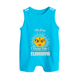 My First Durga Puja Elegant Goddess Illustration Button Romper - SKY BLUE - New Born (Chest 18")