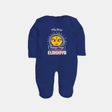 My First Durga Puja Elegant Goddess Illustration Full Body Suit - NAVY BLUE - New Born (Chest 7.5")
