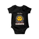 My First Durga Puja Elegant Goddess Illustration Romper - BLACK - New Born (Chest 14")