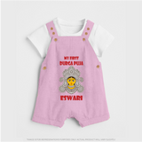 My First Durga Puja Classic Devi Portrait Dungaree - BABY PINK - 0 - 5 Months Old (Chest 18")