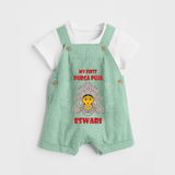 My First Durga Puja Classic Devi Portrait Dungaree - MINT GREEN - 0 - 5 Months Old (Chest 18")