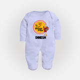 My First Durga Puja Festive Warrior Goddess Full Body Suit - BABY BLUE - New Born (Chest 7.5")