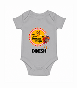 My First Durga Puja Festive Warrior Goddess Romper - GREY - New Born (Chest 14")