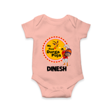 My First Durga Puja Festive Warrior Goddess Romper - PEACH - New Born (Chest 14")