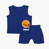 My First Durga Puja Festive Warrior Goddess Jabla Set - NAVY BLUE - 0 - 3 Months Old (Chest 9.8")
