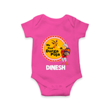 My First Durga Puja Festive Warrior Goddess Romper - HOT PINK - New Born (Chest 14")