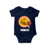 My First Durga Puja Festive Warrior Goddess Romper - NAVY BLUE - New Born (Chest 14")