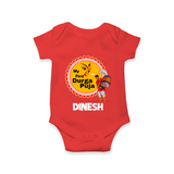 My First Durga Puja Festive Warrior Goddess Romper - RED - New Born (Chest 14")