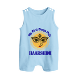 My First Durga Puja Sacred Eyes Artwork Button Romper - BABY BLUE - New Born (Chest 18")